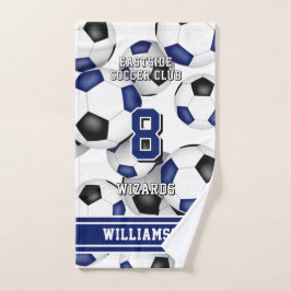 Aangepaste atleet en teamnaam voetbal blauw handdoek