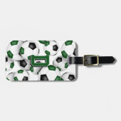 Aangepaste atleet monogram groene zwarte voetballe bagagelabel (Voorkant horizontaal)
