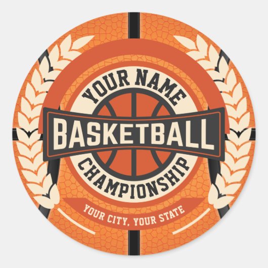 Aangepaste atleet van de Speler van het Basketball Ronde Sticker (Voorkant)