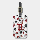 aangepaste atleetmonogrammering bordeauxrood zwart bagagelabel (Voorkant verticaal)