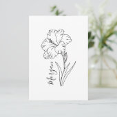 Aangepaste augustus Gladiolus Geboortebloem Gift v Bedankkaart (Staand voorkant)