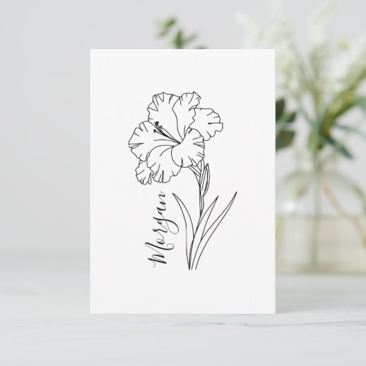 Aangepaste augustus Gladiolus Geboortebloem Gift v Bedankkaart (Staand voorkant)