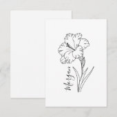 Aangepaste augustus Gladiolus Geboortebloem Gift v Bedankkaart (Voorkant / Achterkant)