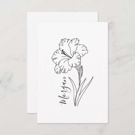 Aangepaste augustus Gladiolus Geboortebloem Gift v Bedankkaart (Voorkant / Achterkant)
