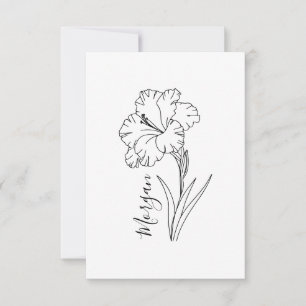 Aangepaste augustus Gladiolus Geboortebloem Gift v Bedankkaart