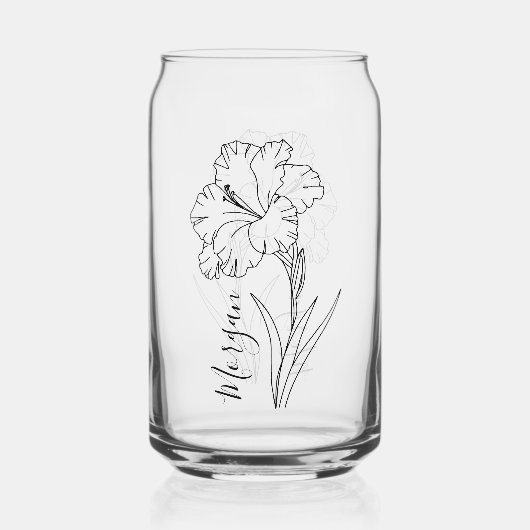 Aangepaste augustus Gladiolus Geboortebloem Gift v Blikvorm Glas (Achterkant)