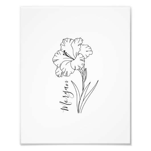 Aangepaste augustus Gladiolus Geboortebloem Gift v Foto Afdruk (Voorkant)