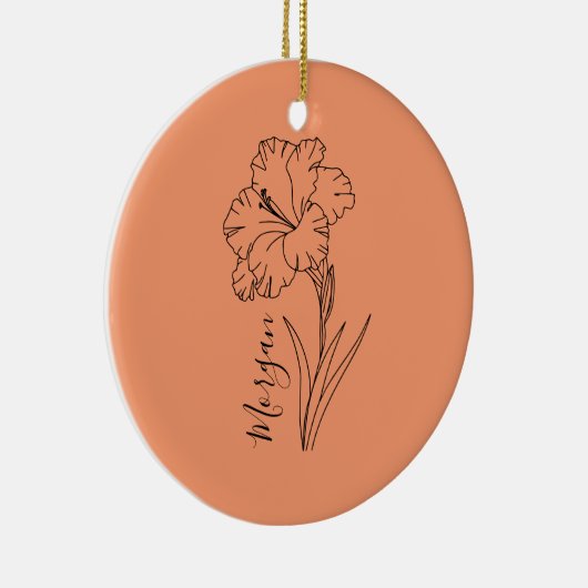 Aangepaste augustus Gladiolus Geboortebloem Gift v Keramisch Ornament (Rechts)
