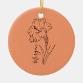 Aangepaste augustus Gladiolus Geboortebloem Gift v Keramisch Ornament (Voorkant)