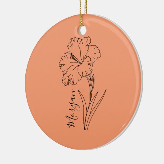 Aangepaste augustus Gladiolus Geboortebloem Gift v Keramisch Ornament (Links)