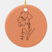 Aangepaste augustus Gladiolus Geboortebloem Gift v Keramisch Ornament (Achterkant)