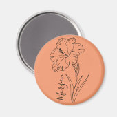 Aangepaste augustus Gladiolus Geboortebloem Gift v Magneet (Voorkant / Achterkant)