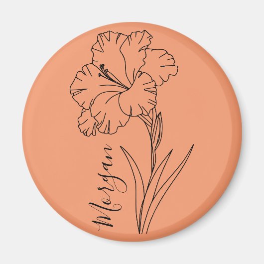 Aangepaste augustus Gladiolus Geboortebloem Gift v Magneet (Voorkant)