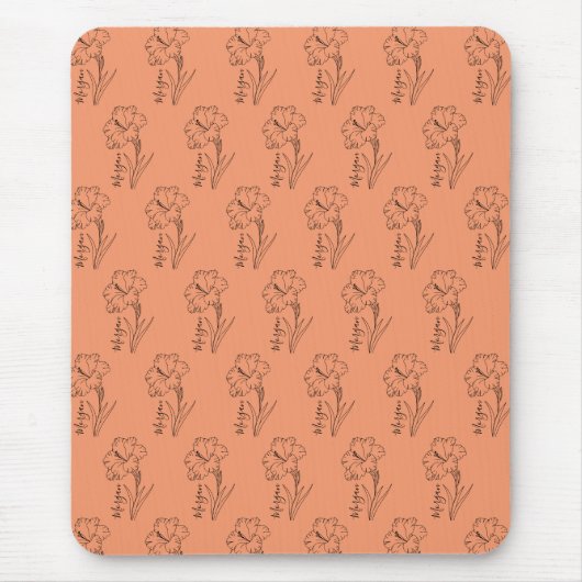 Aangepaste augustus Gladiolus Geboortebloem Gift v Muismat (Voorkant)