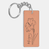 Aangepaste augustus Gladiolus Geboortebloem Gift v Sleutelhanger (Voorkant Links)