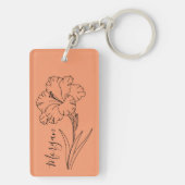 Aangepaste augustus Gladiolus Geboortebloem Gift v Sleutelhanger (achterkant)