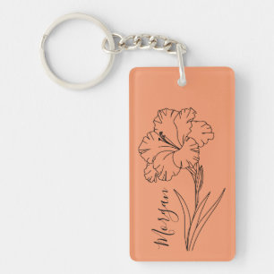 Aangepaste augustus Gladiolus Geboortebloem Gift v Sleutelhanger