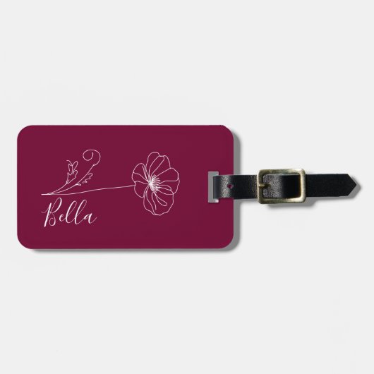 Aangepaste augustus Poppy Geboorte Bloem Gift voor Bagagelabel (Voorkant horizontaal)