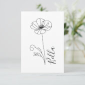 Aangepaste augustus Poppy Geboorte Bloem Gift voor Bedankkaart (Staand voorkant)