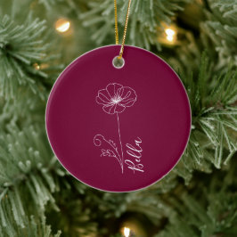 Aangepaste augustus Poppy Geboorte Bloem Gift voor Keramisch Ornament