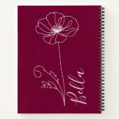 Aangepaste augustus Poppy Geboorte Bloem Gift voor Notitieboek (Achterkant)