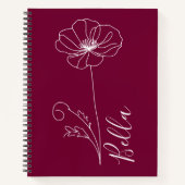 Aangepaste augustus Poppy Geboorte Bloem Gift voor Notitieboek (Voorkant)