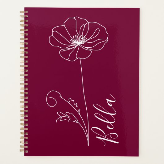Aangepaste augustus Poppy Geboorte Bloem Gift voor Planner (Voorkant)