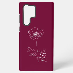 Aangepaste augustus Poppy Geboorte Bloem Gift voor Samsung Galaxy Hoesje
