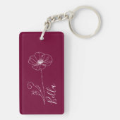Aangepaste augustus Poppy Geboorte Bloem Gift voor Sleutelhanger (achterkant)