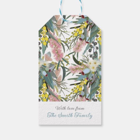 Aangepaste Aussie Native Struik Blooms Cadeaulabel (Achterkant)