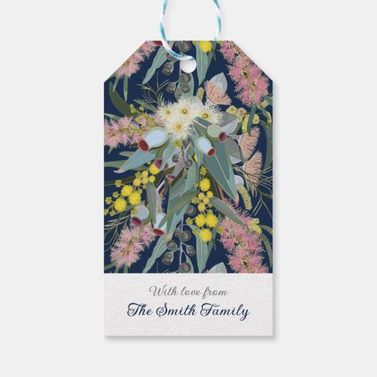 Aangepaste Aussie Native Struik Blooms Royal Blue Cadeaulabel (Achterkant)