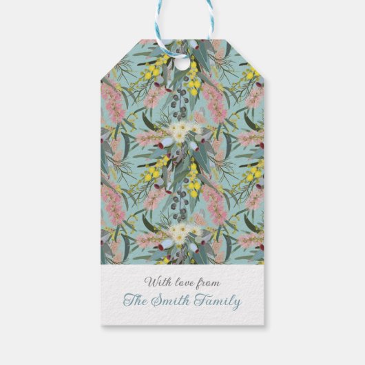 Aangepaste Aussie Native Struik Blooms Summer Blue Cadeaulabel (Achterkant)