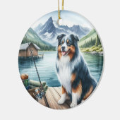 Aangepaste Australian Shepherd Dog-Gevist in de he Keramisch Ornament (Links)