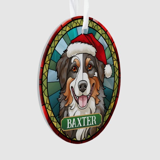 Aangepaste Australische herder rond Kerstmis Ornament (voorkant)