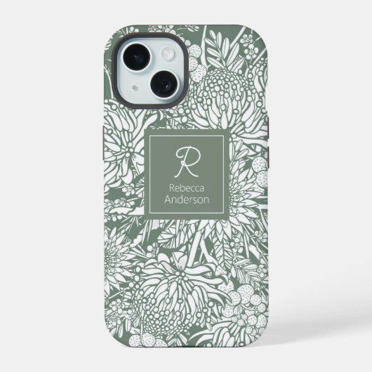 Aangepaste Australische landtuin - Salie iPhone 15 Case (Achterkant)