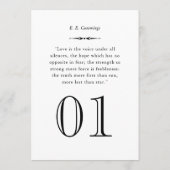 Aangepaste auteur en Love Quote Trouwtafel Nummer Kaart (Achterkant)