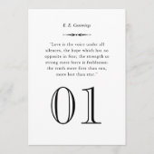 Aangepaste auteur en Love Quote Trouwtafel Nummer Kaart (Voorkant)