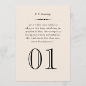 Aangepaste auteur en Love Quote Trouwtafel Nummer Kaart (Achterkant)