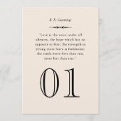 Aangepaste auteur en Love Quote Trouwtafel Nummer Kaart (Voorkant)