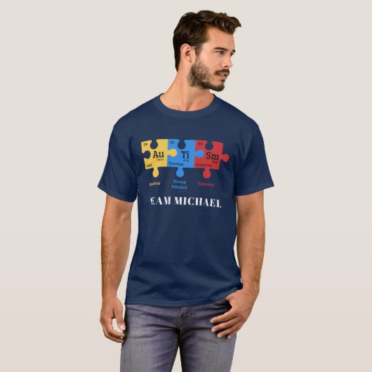 Aangepaste Autism Awareness Matching Family Dad T-shirt (Voorkant volledig)