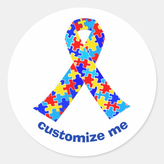 Aangepaste Autism Awareness Ribbon Walk Ronde Sticker (Voorkant)