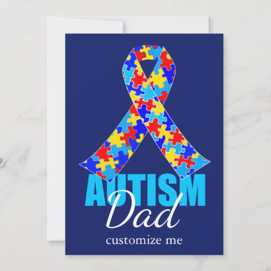 Aangepaste Autism Vader Blauwe Lint Vaderdag Kaart (Voorkant)
