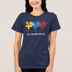 Aangepaste Autisme Bewustzijn Matching Familie Moe Tri-Blend Shirt