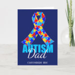 Aangepaste autisme Pap Blue Ribbon Birthday Kaart<br><div class="desc">Cool navy blue personalized Autism Dad card voor een verjaardag of Vaderdag. Een geweldige kaart voor een trotse echtgenoot van uw autistische zoon of dochter.</div>