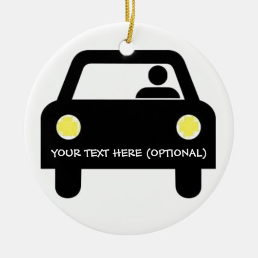 Aangepaste auto en chauffeur keramisch ornament (Voorkant)