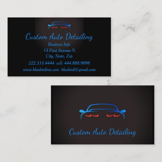 Aangepaste auto met detailhandelaar in auto's met  visitekaartje (Voorkant / Achterkant)