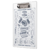 Aangepaste Auto Motor Schematische Blauwdruk Klemb Klembord (Links)