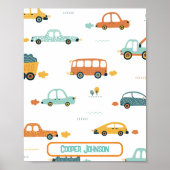 Aangepaste auto naam pastel blauw en sinaasappel poster (Voorkant)
