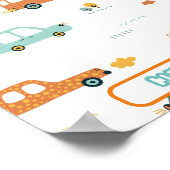 Aangepaste auto naam pastelblauw en oranje poster (Hoek)