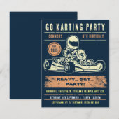 Aangepaste auto nummer Go Karting Party Uitnodigin (Voorkant / Achterkant)